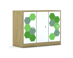 Szafa Blox Hex Green 110 2PP 3F2 1049x466x813 korpus dąb/3x front biały