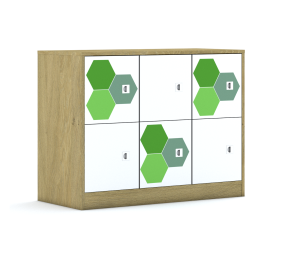 Szafa Blox Hex Green 110 2PP 6F1 1049x466x813 korpus dąb/6x front biały