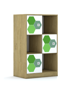 Regał Blox Hex Green 70 3PP 3F1 706x466x1165 korpus szary/3x front białU