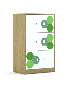 Szafa Blox Hex Green 70 3PP 6F1 706x466x1165 korpus dąb/6x front biały
