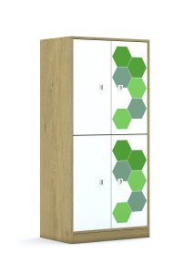 Szafa Blox Hex Green 70 4P 4F2 706x466x1517 korpus szary/4x front biały
