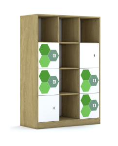 Regał Blox Hex Green 110 4PP 6F1 1049x466x1517 korpus dąb/6x front biały