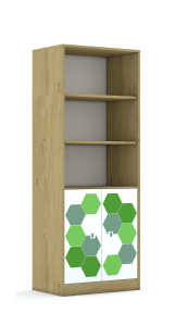 Regał Blox Hex Green 70 5P 2F2 706x466x1869 korpus biały/2x front biały