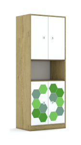 Regał Blox Hex Green 70 5P 4F2 706x466x1869 korpus biały/4x front biały