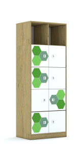 Regał Blox Hex Green 70 5PP 8F1 706x466x1869 korpus biały/8x front biały