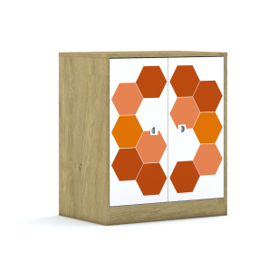 Szafa Blox Hex Red 70 2P 2F2 706x466x813 korpus dąb/2x front biały