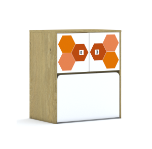 Regał Blox Hex Red 70 2PP 2F1 ze skrzynią 706x466x813 korpus biały/2x front biały