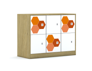 Szafa Blox Hex Red 110 2PP 6F1 1049x466x813 korpus dąb/6x front biały
