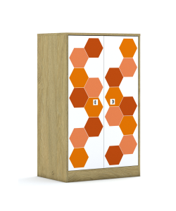 Regał Blox Hex Red 70 3PP 2F3 706x466x1165 korpus dąb/2x front biały