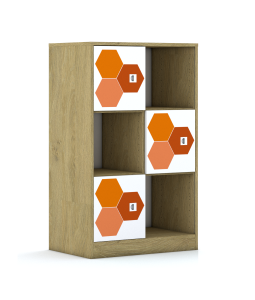 Regał Blox Hex Red 70 3PP 3F1 706x466x1165 korpus biały/3x front biały