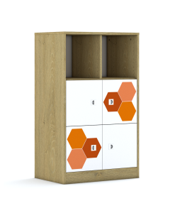 Regał Blox Hex Red 70 3PP 4F1 706x466x1165 korpus szary/4x front biały