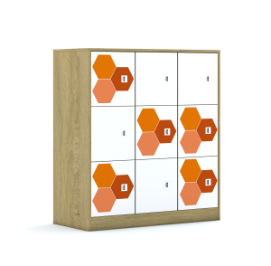 Szafa Blox Hex Red 110 3PP 9F1 1049x466x1165 korpus szary/9x front biały