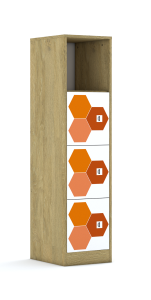 Regał Blox Hex Red 40 4P 3F1 363x466x1517 korpus biały/3x front biały