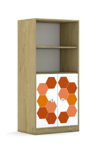 Regał Blox Hex Red 70 4P 2F2 706x466x1517 korpus biały/2x front biały