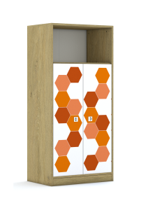 Regał Blox Hex Red 70 4P 2F3 706x466x1517 korpus szary/2x front biały