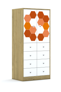 Szafa Blox Hex Red 70 4PP 2F2 8SB 706x466x1517 korpus biały/2x front biały i 8x szuflada biała