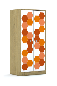 Szafa Blox Hex Red 70 4PP 2F4 706x466x1517 korpus szary/2x front biały