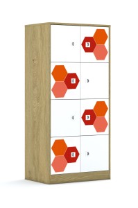 Szafa Blox Hex Red 70 4PP 8F1 706x466x1517 korpus biały/8x front biały