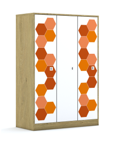Szafa Blox Hex Red 110 4PP 3F4 1049x466x1517 korpus szary/3x front biały