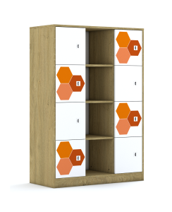 Regał Blox Hex Red 110 4PP 8F1 1049x466x1517 korpus szary/8x front biały