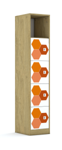 Regał Blox Hex Red 40 5P 4F1 363x466x1869 korpus szary/4x front biały