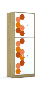 Szafa Blox Hex Red 70 5P 2F3/2F2 706x466x1869 korpus dąb/4x front biały