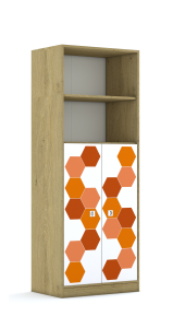 Szafa Blox Hex Red 70 5P 2F3 706x466x1869 korpus szary/2x front biały