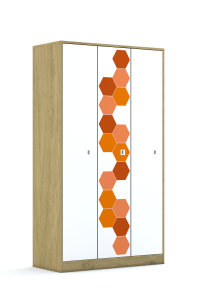Szafa Blox Hex Red 110 5PP 3F5 1049x466x1869 korpus dąb/3x front biały