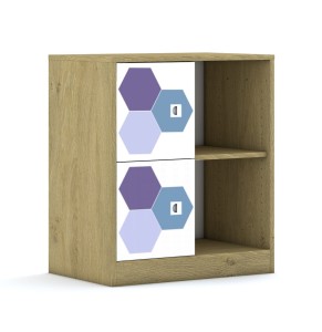 Szafa Blox Hex Violet Blue 70 2PP 2F1 706x466x813 korpus dąb/2x front biały - wariant 3