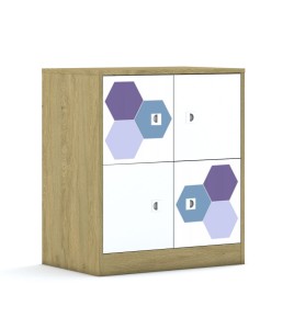 Szafa Blox Hex Violet Blue 70 2PP 4F1 706x466x813 korpus dąb/4x front biały