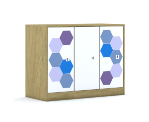Szafa Blox Hex Violet Blue 110 2PP 3F2 1049x466x813 korpus dąb/3x front biały