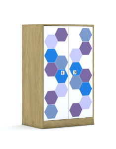 Szafa Blox Hex Violet Blue 70 3P 2F3 706x466x1165 korpus dąb/2x front biały
