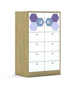 Szafa Blox Hex Violet Blue 70 3PP 2F1 8SB 706x466x1165 korpus biały/2x front biały i 8x szuflada biała