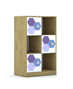 Regał Blox Hex Violet Blue 70 3PP 3F1 706x466x1165 korpus szary/3x front biały