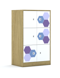 Szafa Blox Hex Violet Blue 70 3PP 6F1 706x466x1165 korpus szary/6x front biały