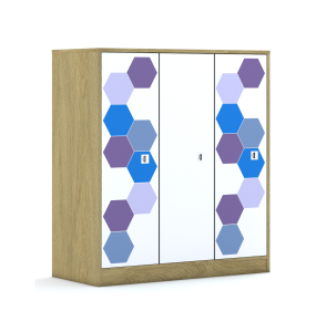 Szafa Blox Hex Violet Blue 110 3PP 3F3 1049x466x1165 korpus dąb/3x front biały