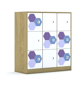 Szafa Blox Hex Violet Blue 110 3PP 9F1 1049x466x1165 korpus szary/9x front biały