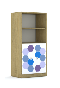 Regał Blox Hex Violet Blue 70 4P 2F2 706x466x1517 korpus biały/2x front biały