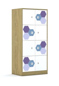 Szafa Blox Hex Violet Blue 70 4PP 8F1 706x466x1517 korpus biały/8x front biały