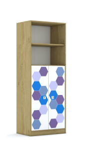 Szafa Blox Hex Violet Blue 70 5P 2F3 706x466x1869 korpus dąb/2x front biały
