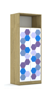 Szafa Blox Hex Violet Blue 70 5P 2F4 706x466x1869 korpus szary/2x front biały