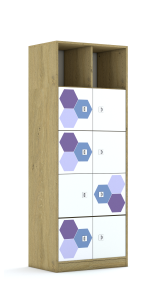 Regał Blox Hex Violet Blue 70 5PP 8F1 706x466x1869 korpus biały/8x front biały