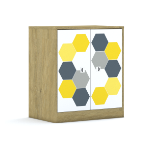 Szafa Blox Hex Yellow Grey 70 2P 2F2 706x466x813 korpus biały/2x front biały