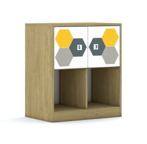 Szafa Blox Hex Yellow Grey 70 2PP 2F1 706x466x813 korpus szary/2x front biały - wariant 1