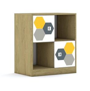 Szafa Blox Hex Yellow Grey 70 2PP 2F1 706x466x813 korpus szary/2x front biały - wariant 5