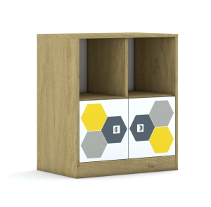 Szafa Blox Hex Yellow Grey 70 2PP 2F1 706x466x813 korpus biały/2x front biały - wariant 2