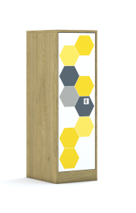 Szafa Blox Hex Yellow Grey 40 3P 1F3 363x466x1165 korpus dąb/1x front biały