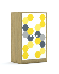 Szafa Blox Hex Yellow Grey 70 3P 2F3 706x466x1165 korpus szary/2x front biały