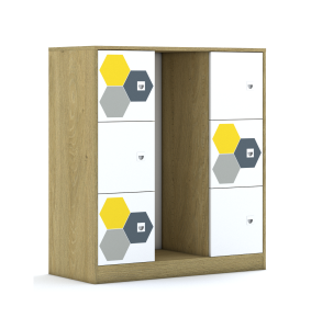 Regał na pojemniki Blox Hex Yellow Grey 110 3PG 6F1 1049x466x1165 korpus szary/6x front biały