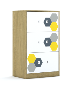 Szafa Blox Hex Yellow Grey 70 3PP 6F1 706x466x1165 korpus biały/6x front biały